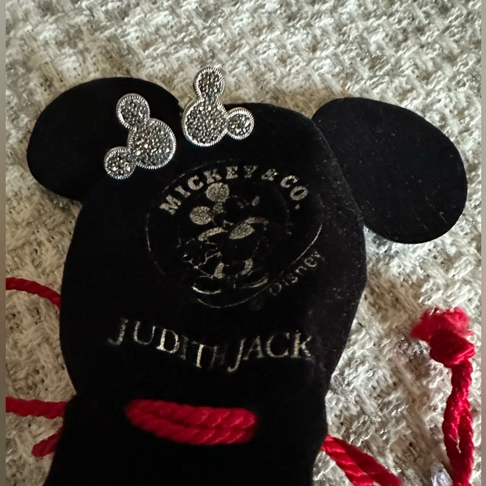 VINTAGE DISNEY MICKEY MOUSE CUFFLINKS SIGNED JUDITH JACK STERLING & MARCASITE
